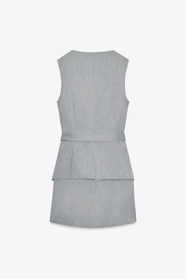 ROBE COURTE CRÊPE EFFET DEUX PIÈCES - Gris de Zara - Image 5