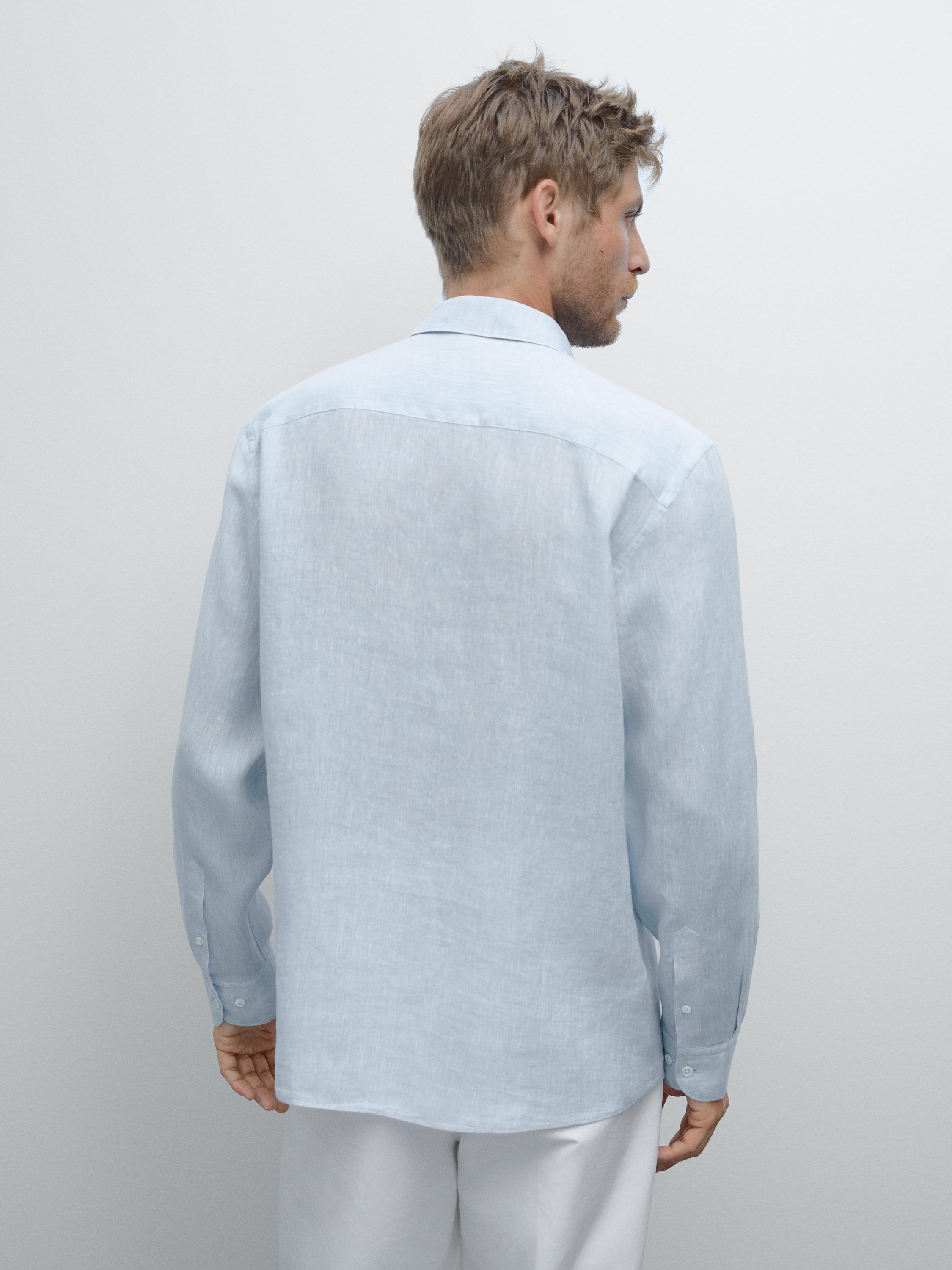 Slim-fit 100% linen shirt