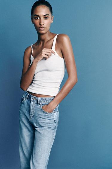 JEANS Z1975 CROPPED TIRO MEDIO - Azul medio de Zara