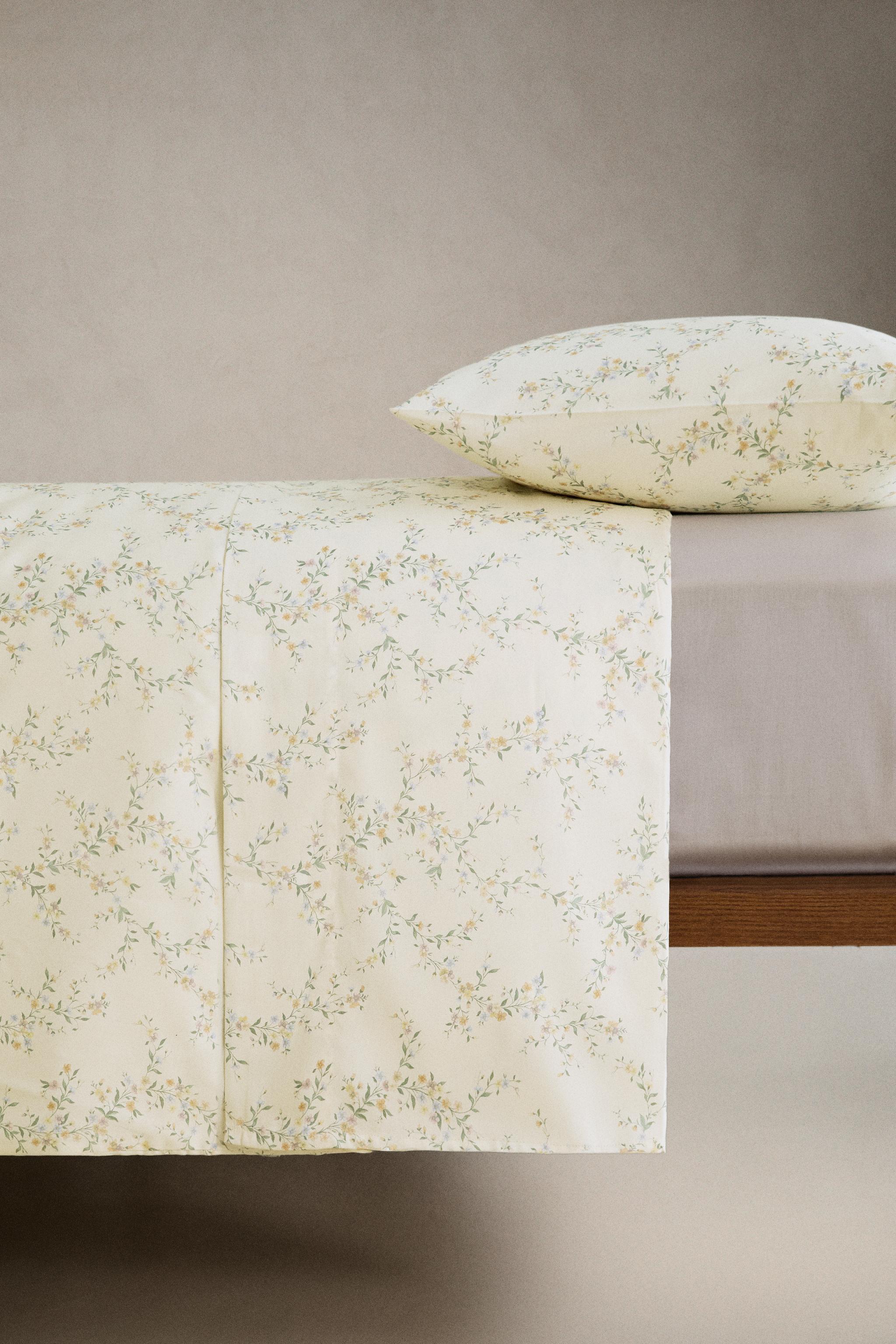 HOUSSE DE COUETTE SATIN MOTIF FLORAL