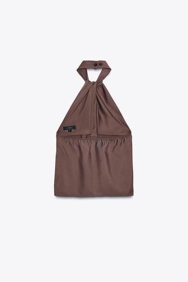 CHALECO TOP HALTER NŒUD - Marron foncé de Zara - Image 6