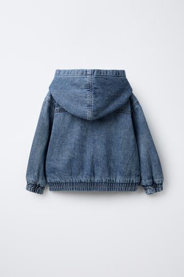 HOODED DENIM JACKET - Mid-blue by Zara - Image 1
