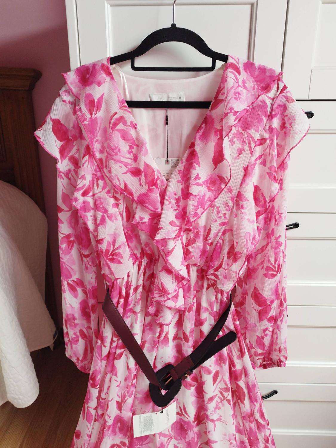 PRINTED MIDI DRESS WITH BELT - Image 2