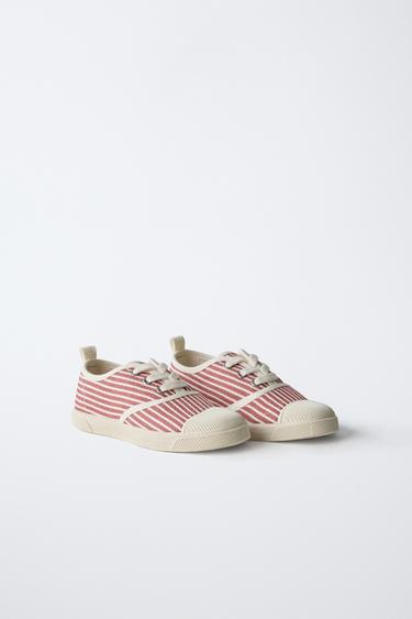 SNEAKERS RIGHE COTONE - Rosso di Zara