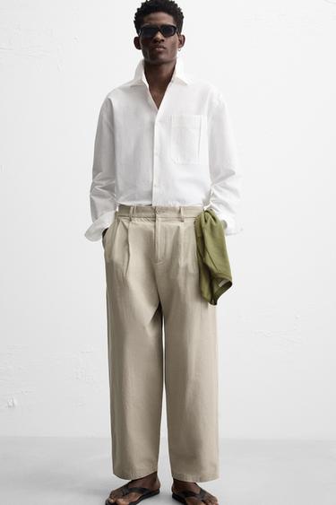 PLEATED CHINO TROUSERS - camel by Zara - Image 4