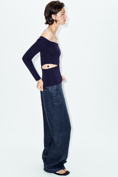 TOP EN MAILLE CUT OUT FANTAISIE - Bleu de Zara - Image 3