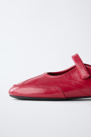 PATENT FINISH SPORTY BALLET FLATS - Red by Zara - Image 5