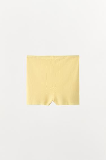 SHORT EN MAILLE CÔTELÉE - Jaune de Zara - Image 3