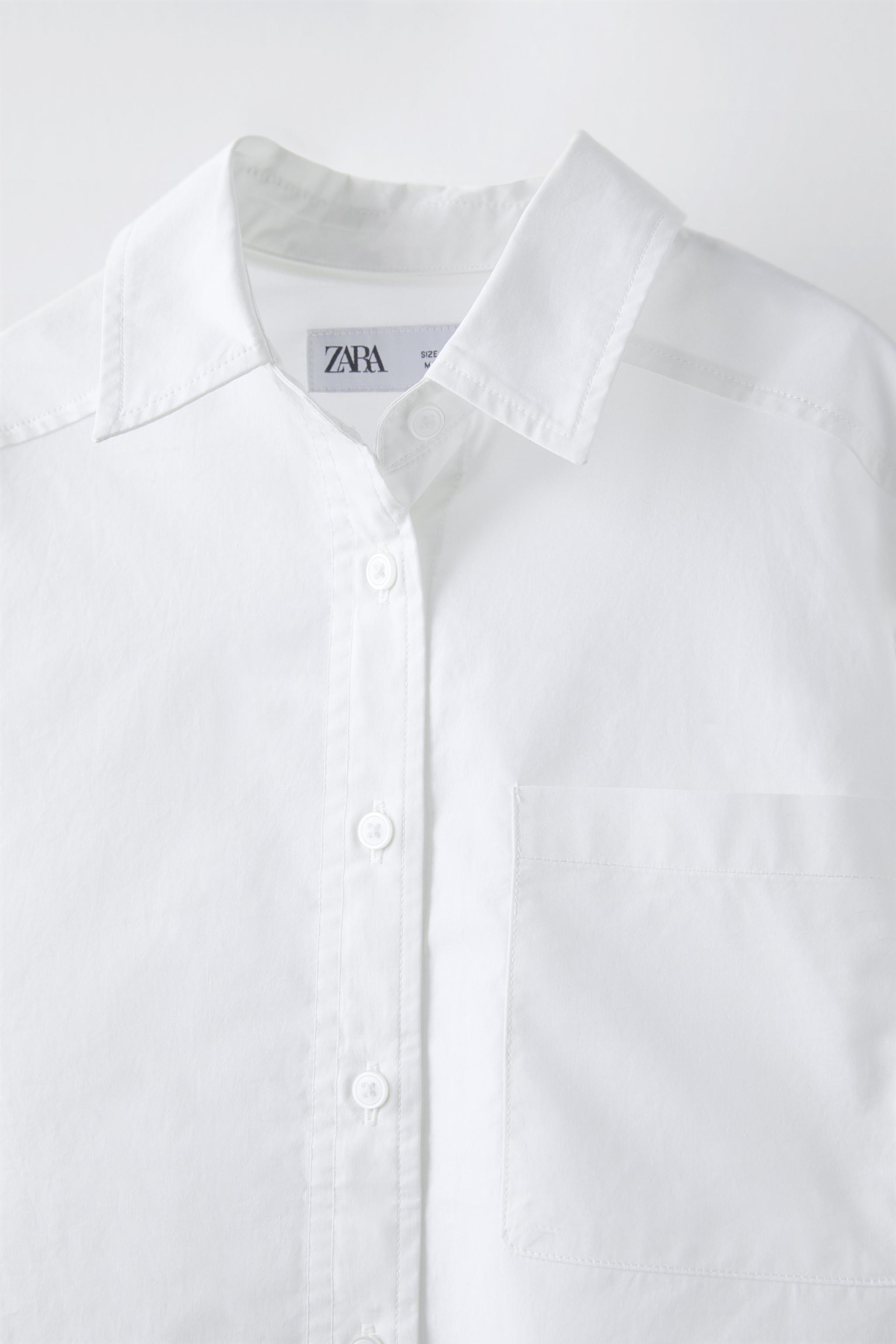 NWT. Zara White Oversized Poplin Collared newest Shirt. Size S