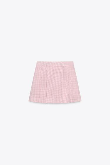 JUPE-CULOTTE À CARREAUX VICHY - Rose / Blanc de Zara - Image 5