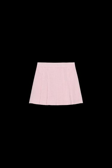 FALDA PANTALÓN CUADRO VICHY - Rosa / Blanco de Zara - Imagen 0