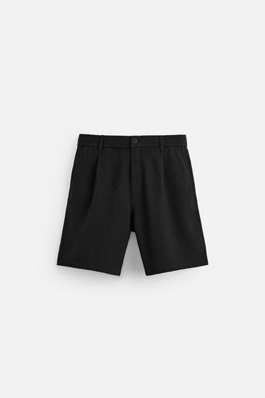 REGULAR-FIT-BERMUDASHORTS MIT STRUKTURMUSTER - Schwarz von Zara
