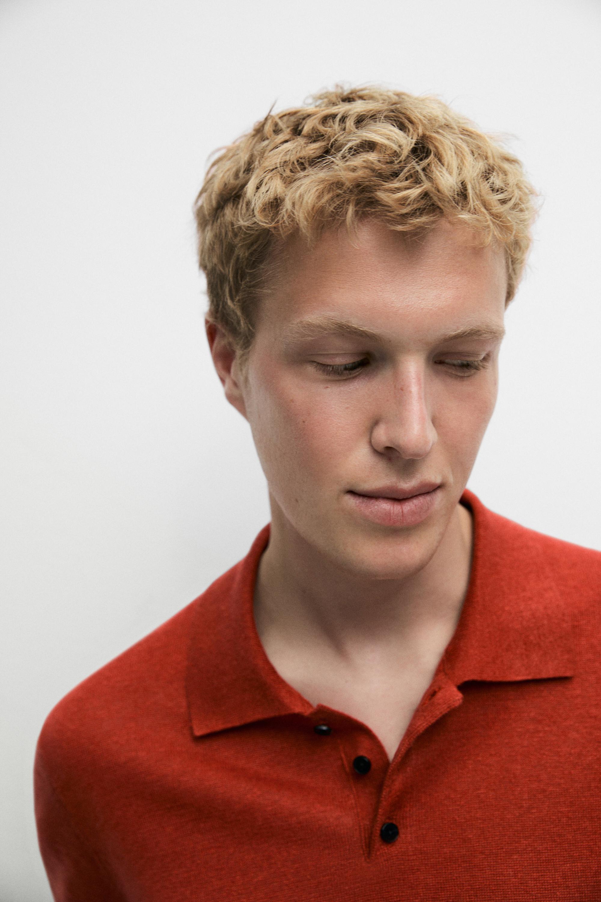 100% linen knit polo shirt