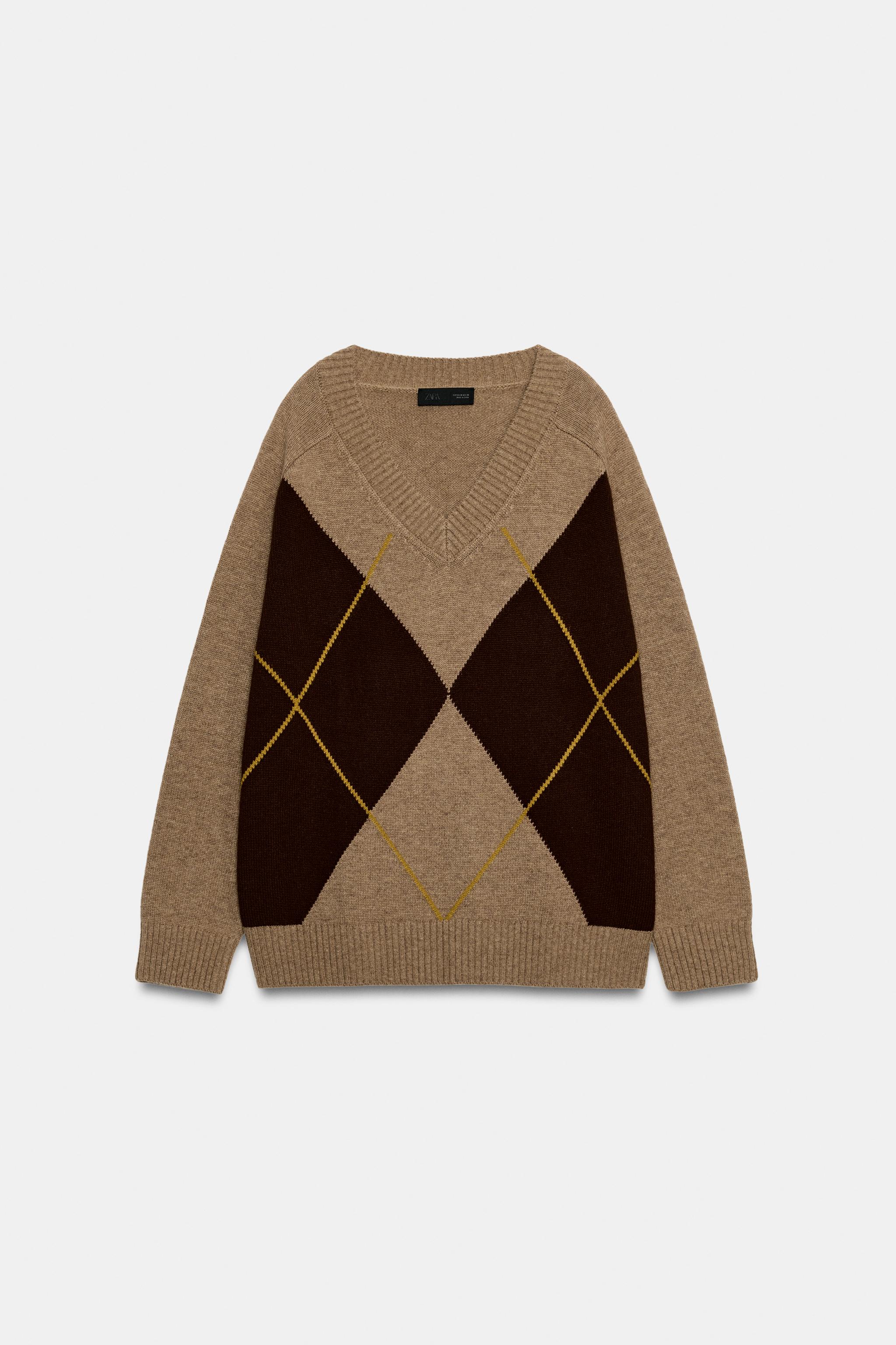 Женские свитеры Zara ARGYLE KNIT SWEATER — фото 7
