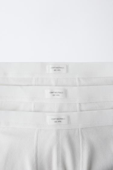 AGES 6-14/ 3-PACK OF RIBBED BOXERS WITH LABEL - Ecru by Zara - Image 1