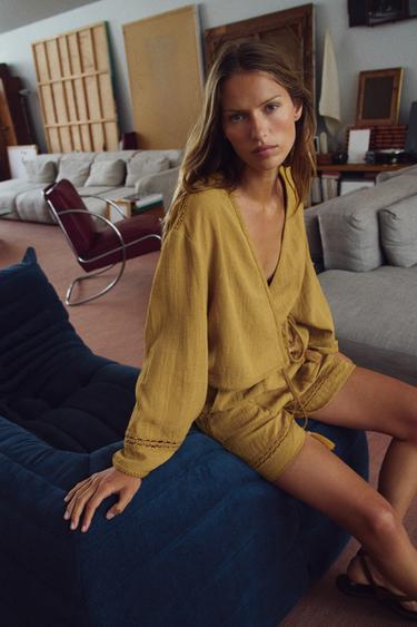 Zara WRAP JACKET WITH INSERTS - Mustard - Image 0