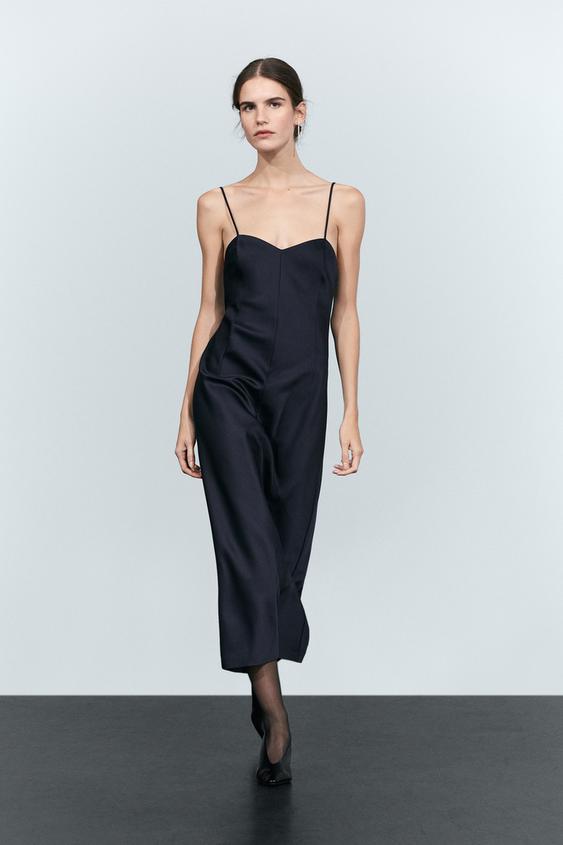 Vestido midi tirantes finos - Azul de Zara - Imagen 0
