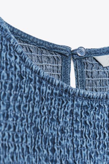 KURZES KLEID IN WABENOPTIK - Blau von Zara