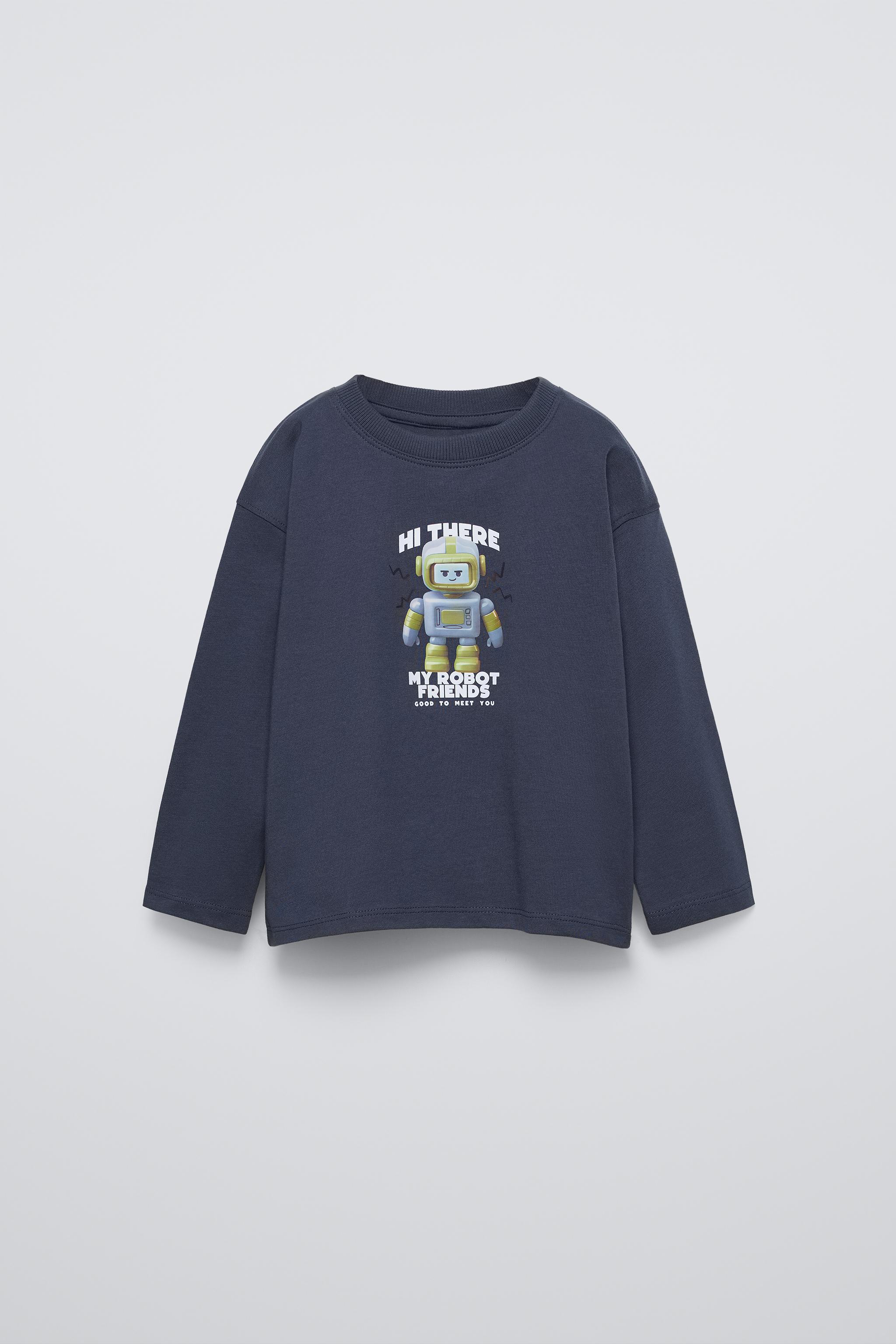 PRINTED T-SHIRT - Blue / Grey | ZARA Australia