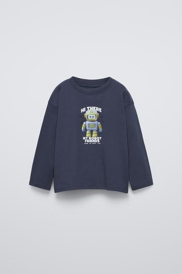 Zara PRINTED T-SHIRT - Blue / Gray