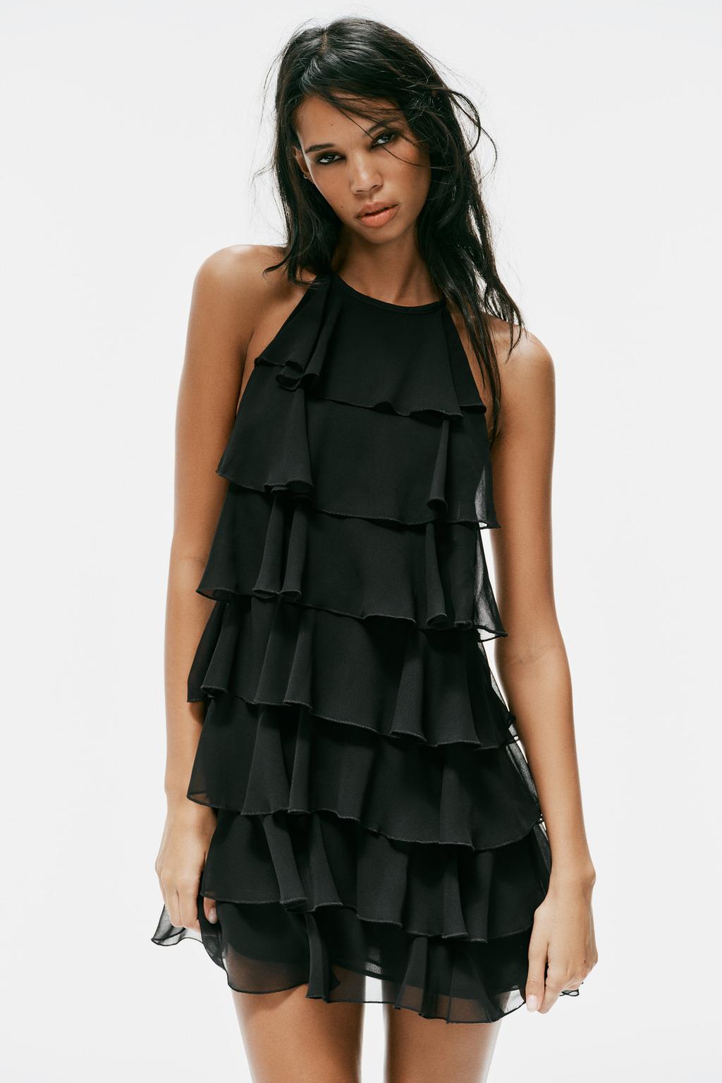 HALTER MINI DRESS WITH RUFFLES