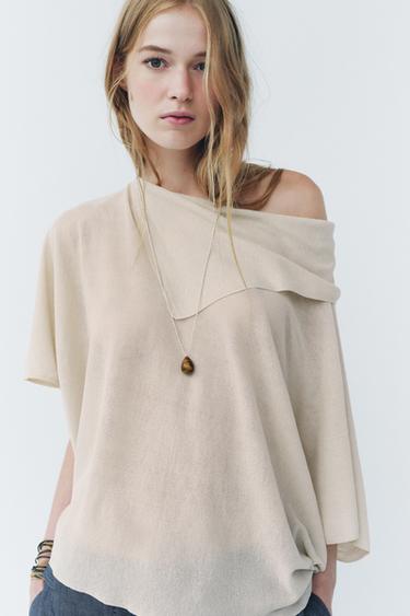 PLAIN KNIT LAYERED TOP - Sand by Zara