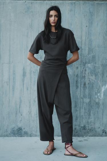 HEAVY COTTON WRAP BAGGY TROUSERS - Anthracite grey by Zara - Image 0