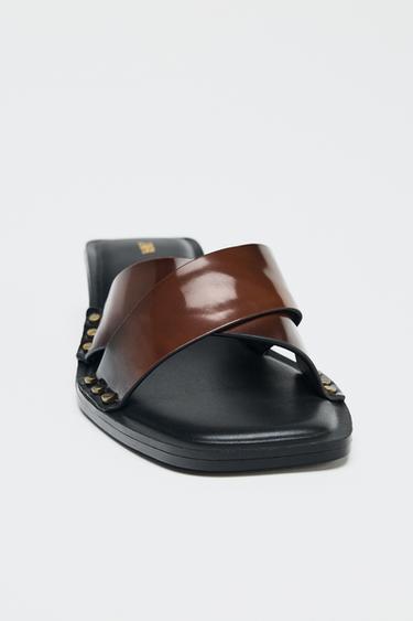 MULES KITTEN EN CUIR - Marron de Zara - Image 3