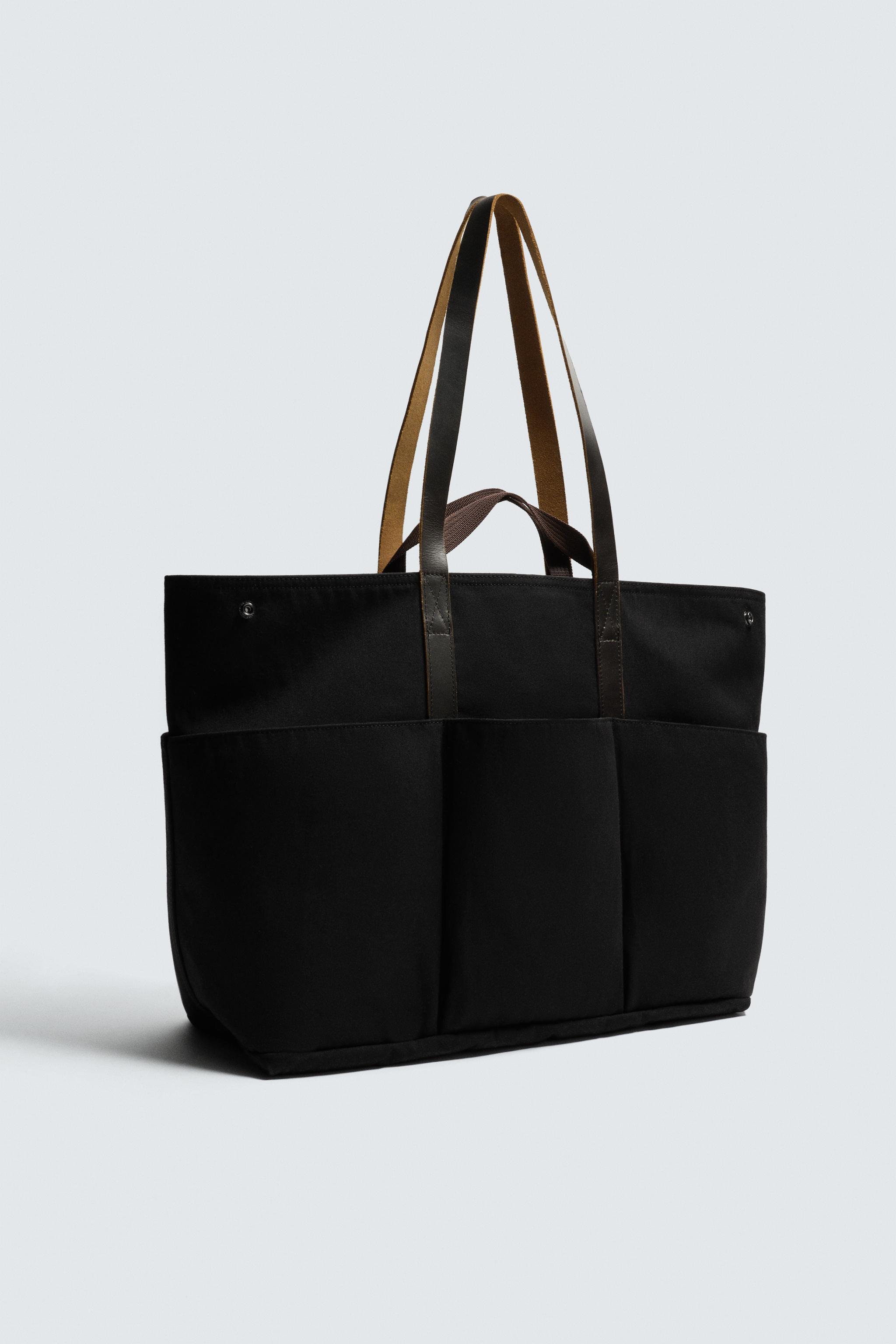 TOTE BAG WITH LEATHER DETAILS AARON LEVINE X ZARA - Khaki Green 