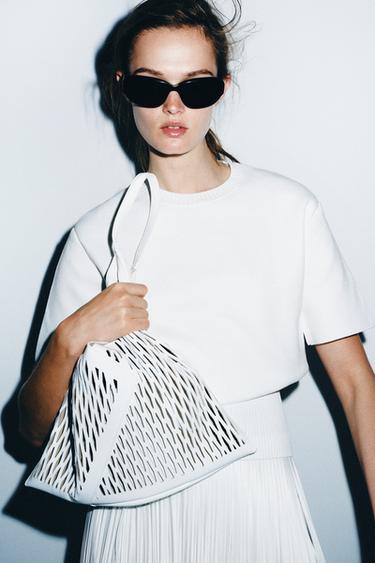 OPENWORK LEATHER TOTE BAG -  by Zara