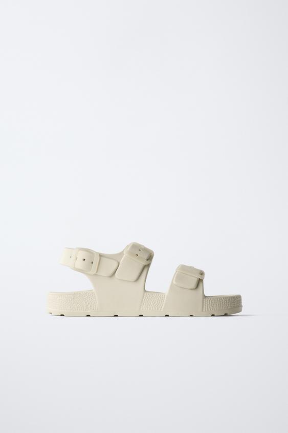 RUBBERISED BUCKLE SANDALS - Ecru White by Zara - Image 0