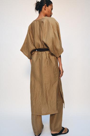 ROBE TUNIQUE MÉTISSE LIN ZW COLLECTION - Camel moyen de Zara - Image 2