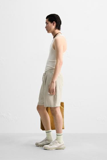 PLEATED FLOWING BERMUDA SHORTS - Sand / Marl by Zara - Image 3