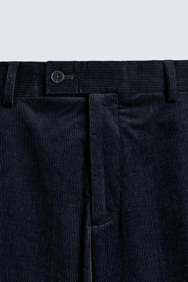 PANTALON DE COSTUME EN VELOURS CÔTELÉ - Bleu marine de Zara - Image 7