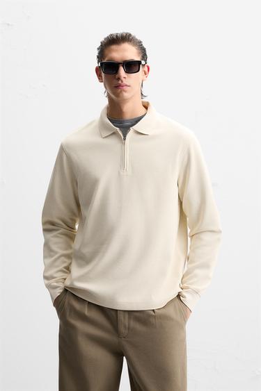 ZIP COLLAR POLO SHIRT - Oyster-white by Zara - Image 1