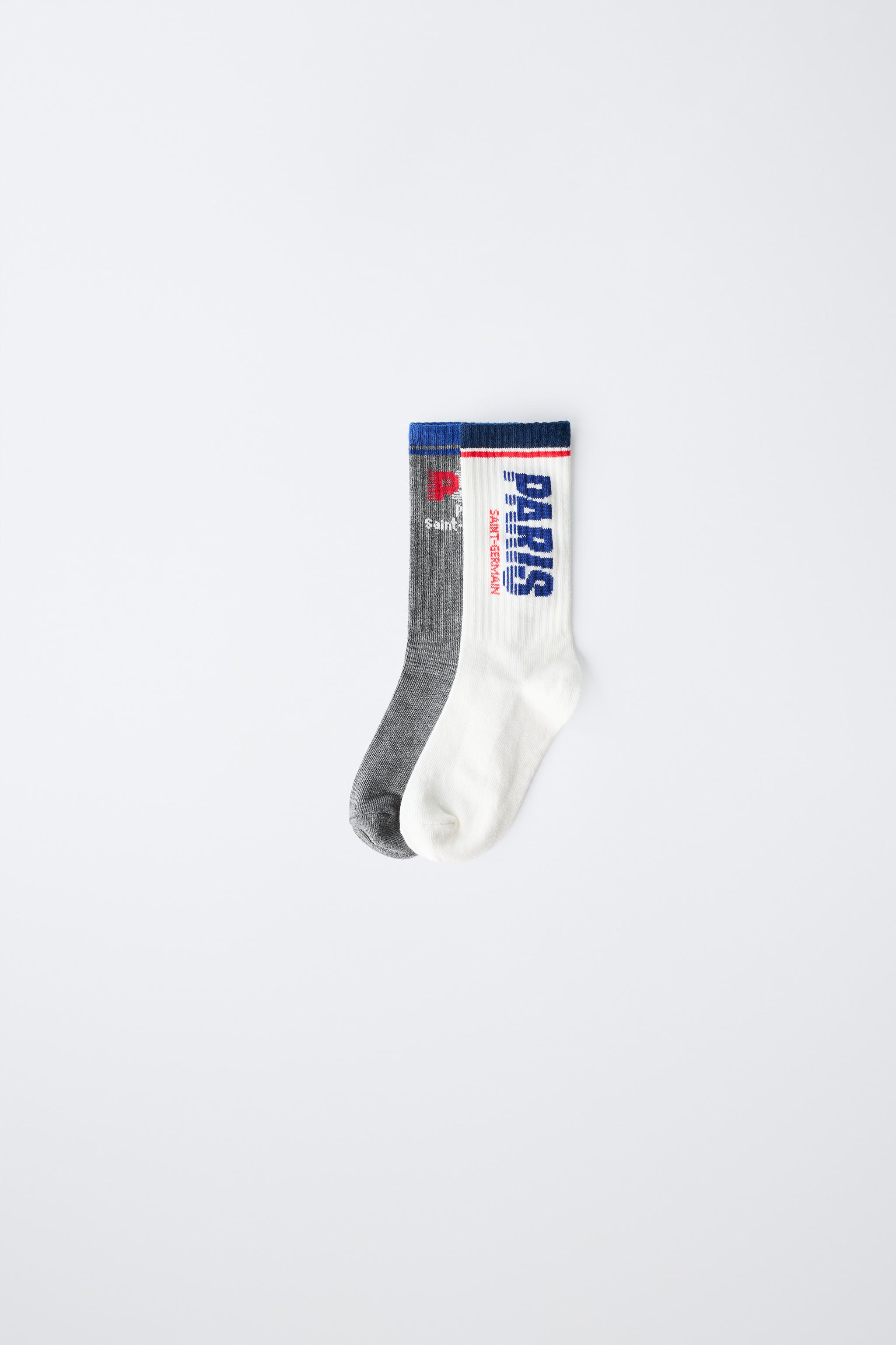 TWO-PACK PSG® MID-LENGTH SOCKS — White / Gray