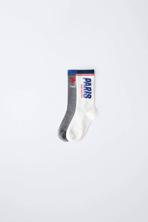 2-PACK OF MID-CALF PSG ® SOCKS - White / Grey de Zara - Imagen 0