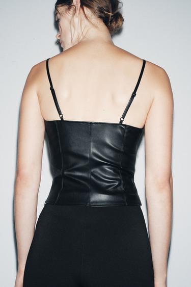 TOP-CORSET EN MATIÈRE SYNTHÉTIQUE - Noir de Zara - Image 2