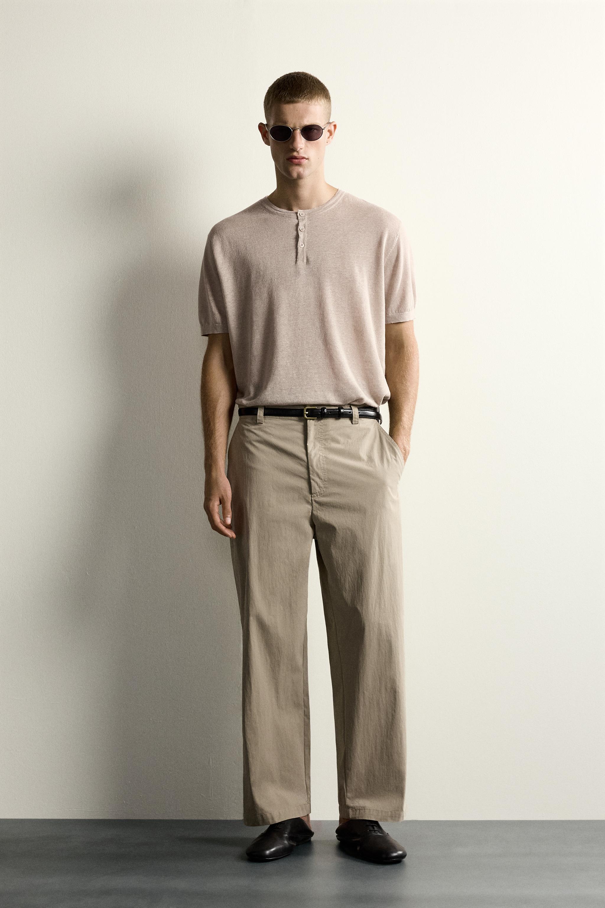 RELAXED FIT DARTED PANTS - Sand / Marl | ZARA Canada