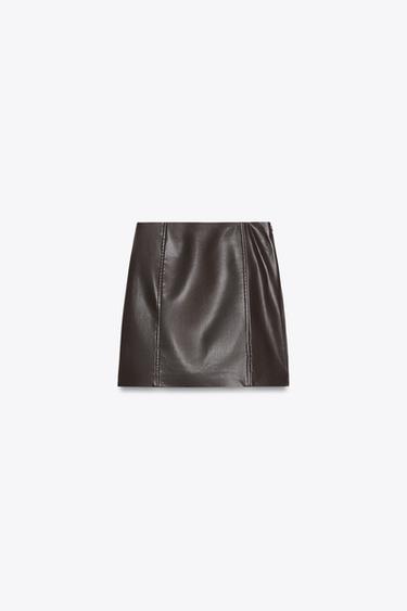 HIGH-WAIST MINI SKIRT - Chocolate by Zara - Image 4