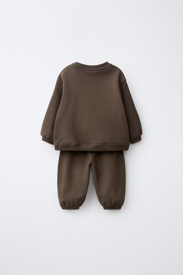 BEAR SWEATSHIRT AND PANTS SET — Brown 2