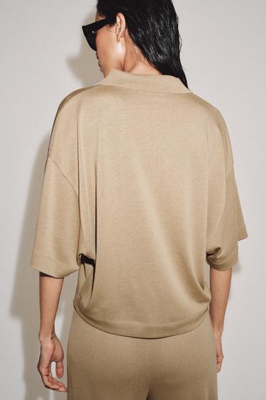 POLO FLUIDE À MANCHES COURTES - Beige de Zara - Image 2