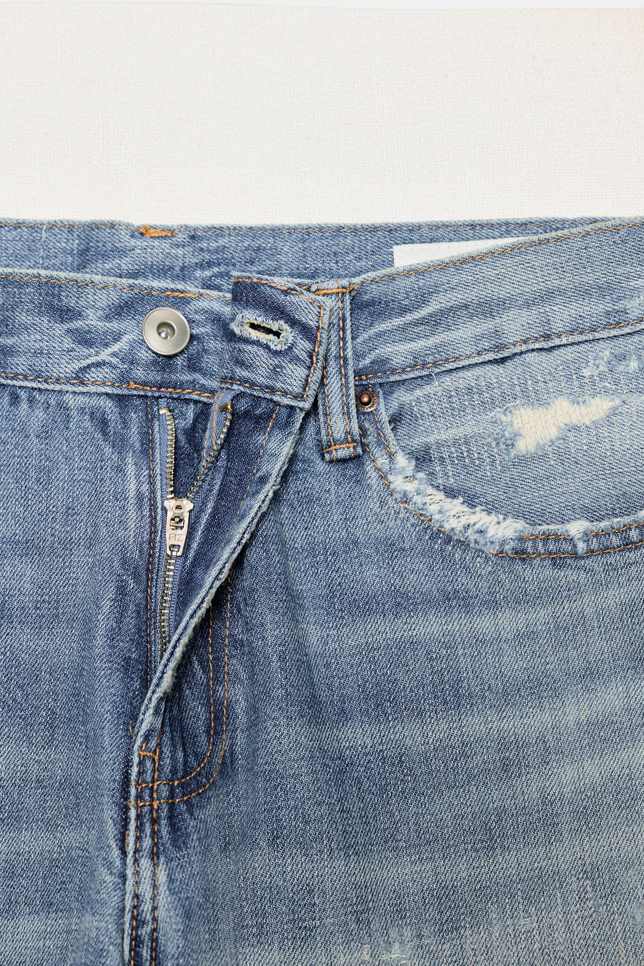 TRF MID-RISE RIPPED STRAIGHT JEANS