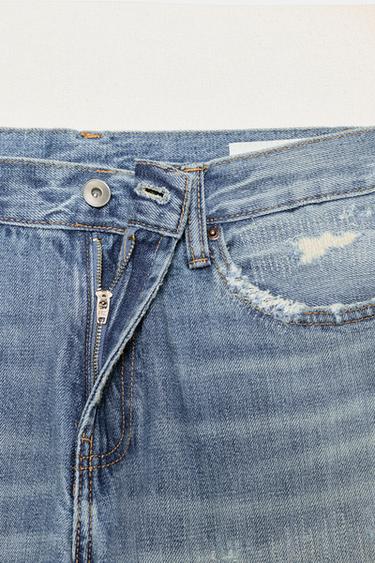 TRF MID-RISE RIPPED STRAIGHT-LEG JEANS - Light blue by Zara - Image 7