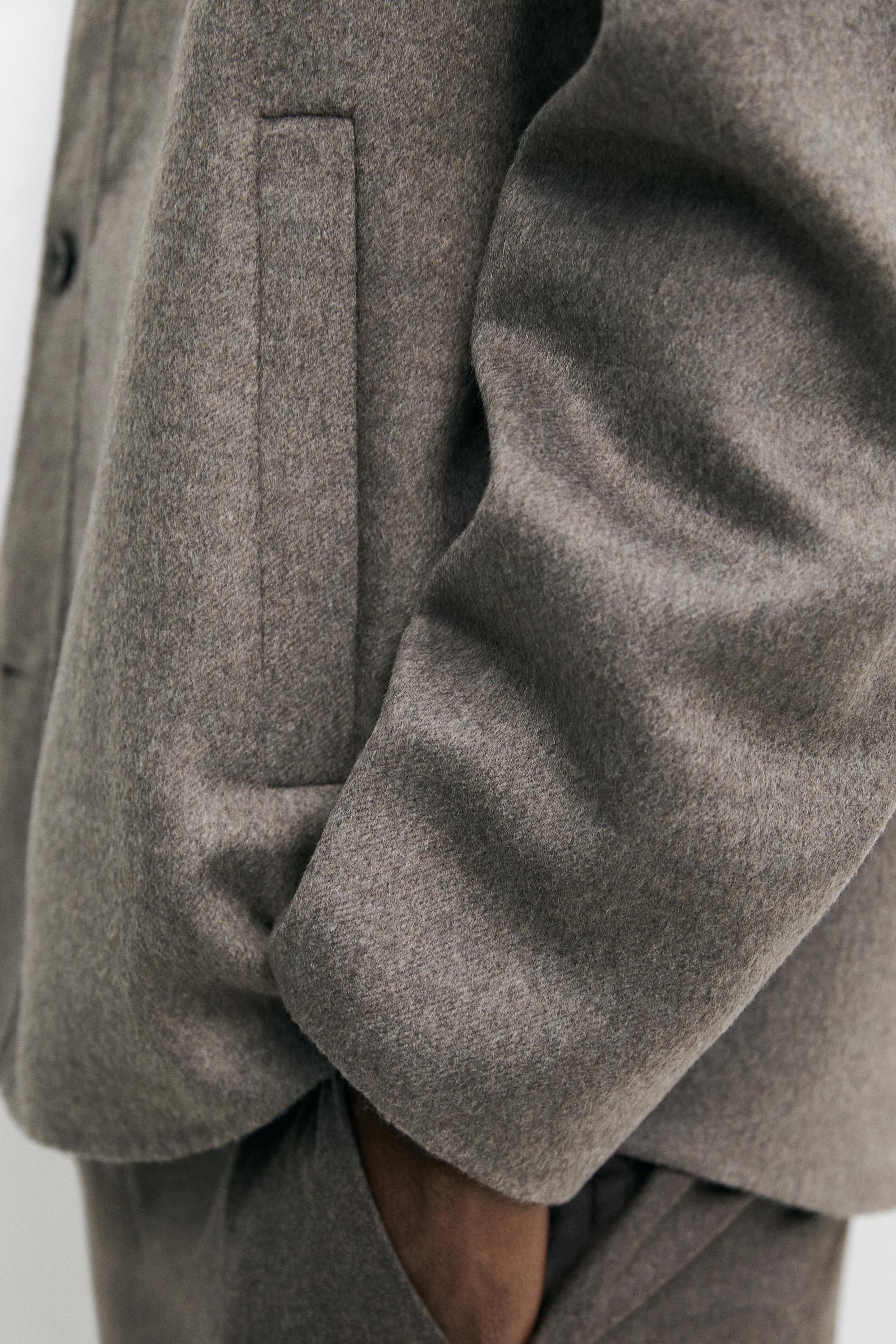 Wool blend overshirt with button detail