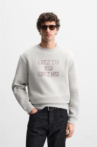 Sudaderas Hombre Sin Capucha Sudaderas ZARA Striped Para Hombre Color Gris Marrón Sudaderas Zara Striped Hombre Gris Marrones Y