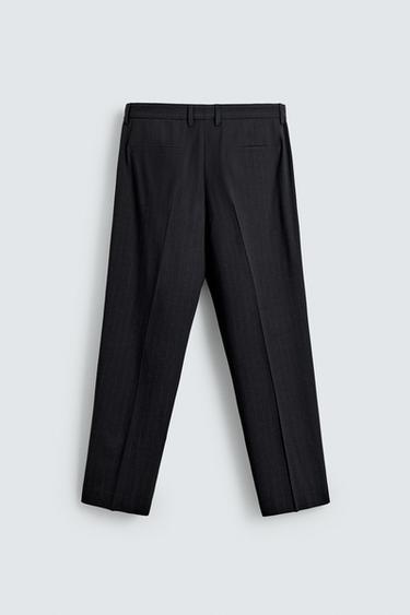 Zara PINSTRIPE SUIT PANTS - Dark navy