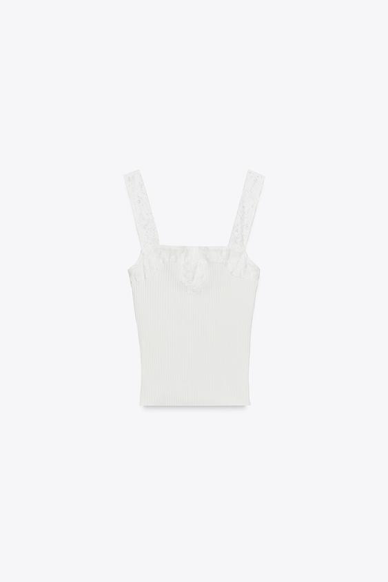 EMBROIDERED RIBBED TOP