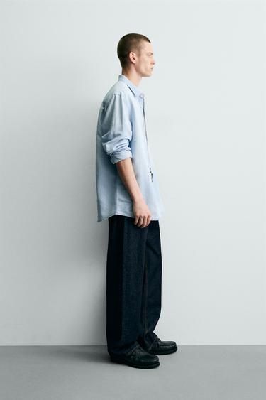 CHEMISE DENIM LIN/COTON - Bleu ciel de Zara - Image 3