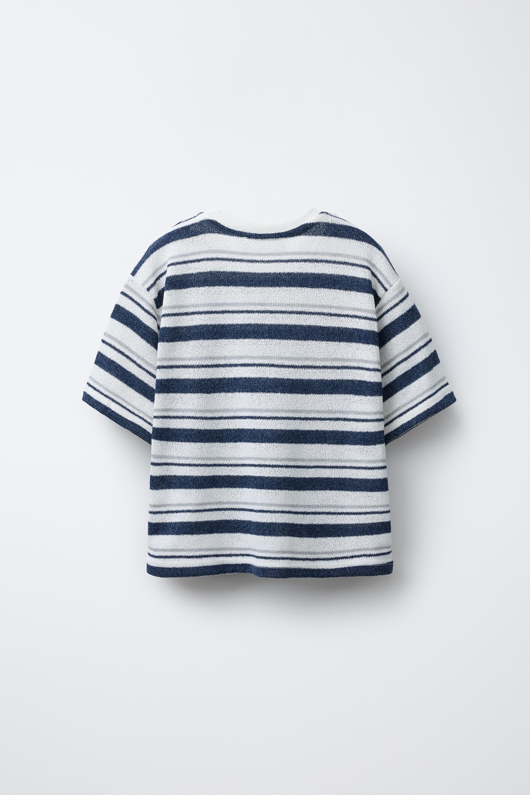 プラダ ストライプ柄コットンニットTシャツ TWICE PRADA(プラダ) Tシャツ・カットソー(レディース) - 海外